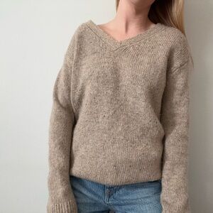 Roots Beige V-Neck Women's Sweater